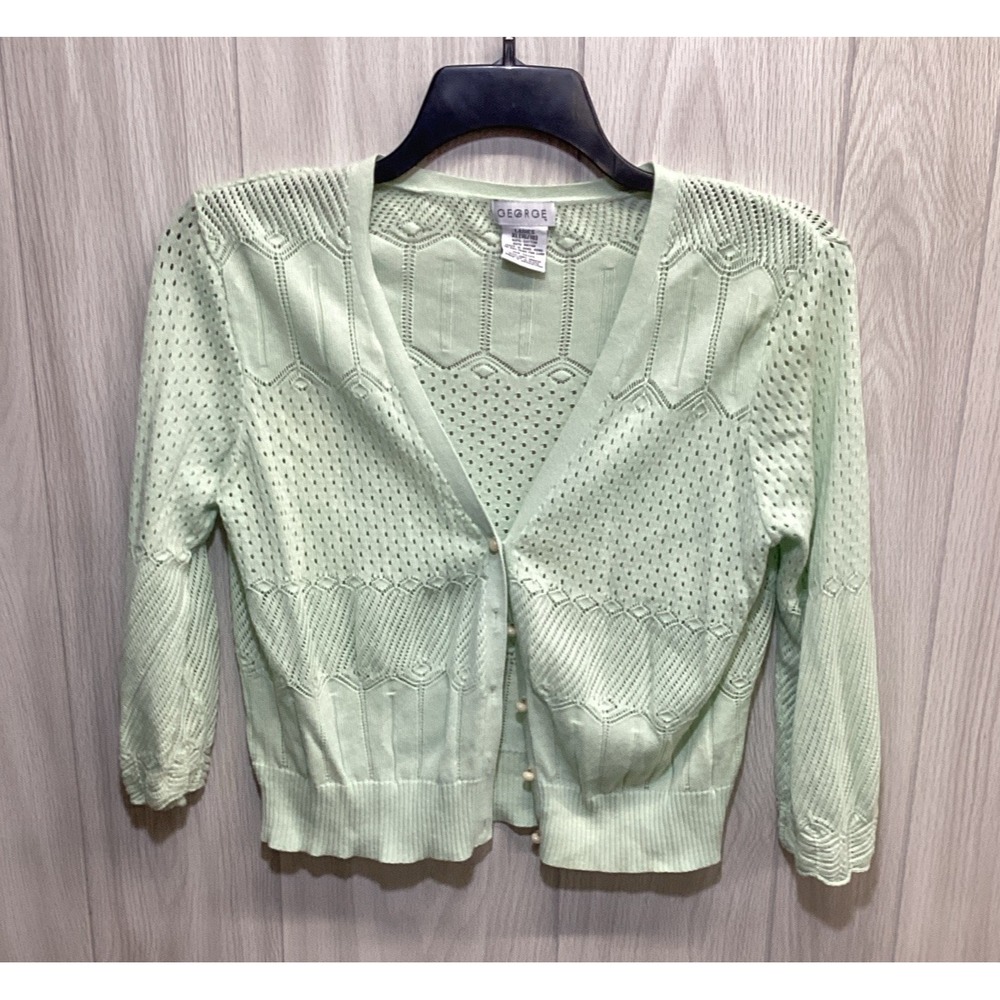 George Women's (Size XL 16/18) Green V-Neck 3/4 Sleeve Button Cardigan